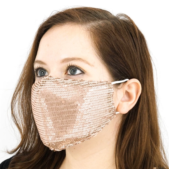Svetlana Accessories - Rose Gold Sequin Face Mask